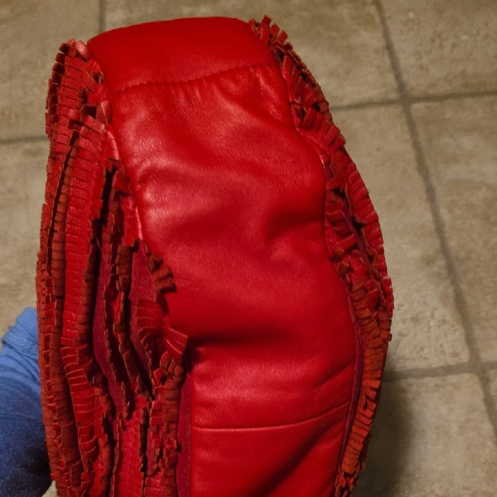 Jimmy Choo Red Hobo Bag With Python Snake Skin Handel With COA